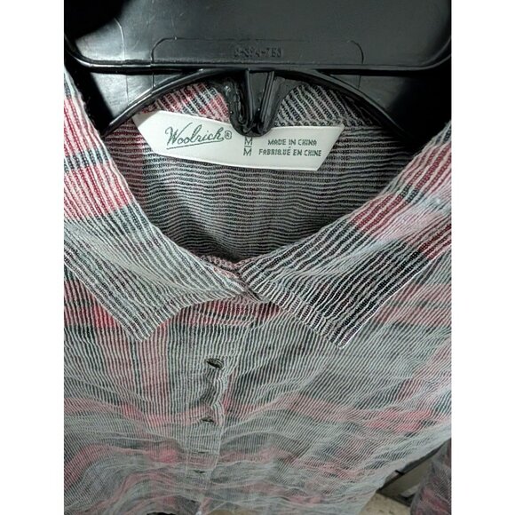 Woolrich Plaid Button Shirt Green Red Brushed Cotton Stripe Flannel Women Size L - Picture 6 of 7